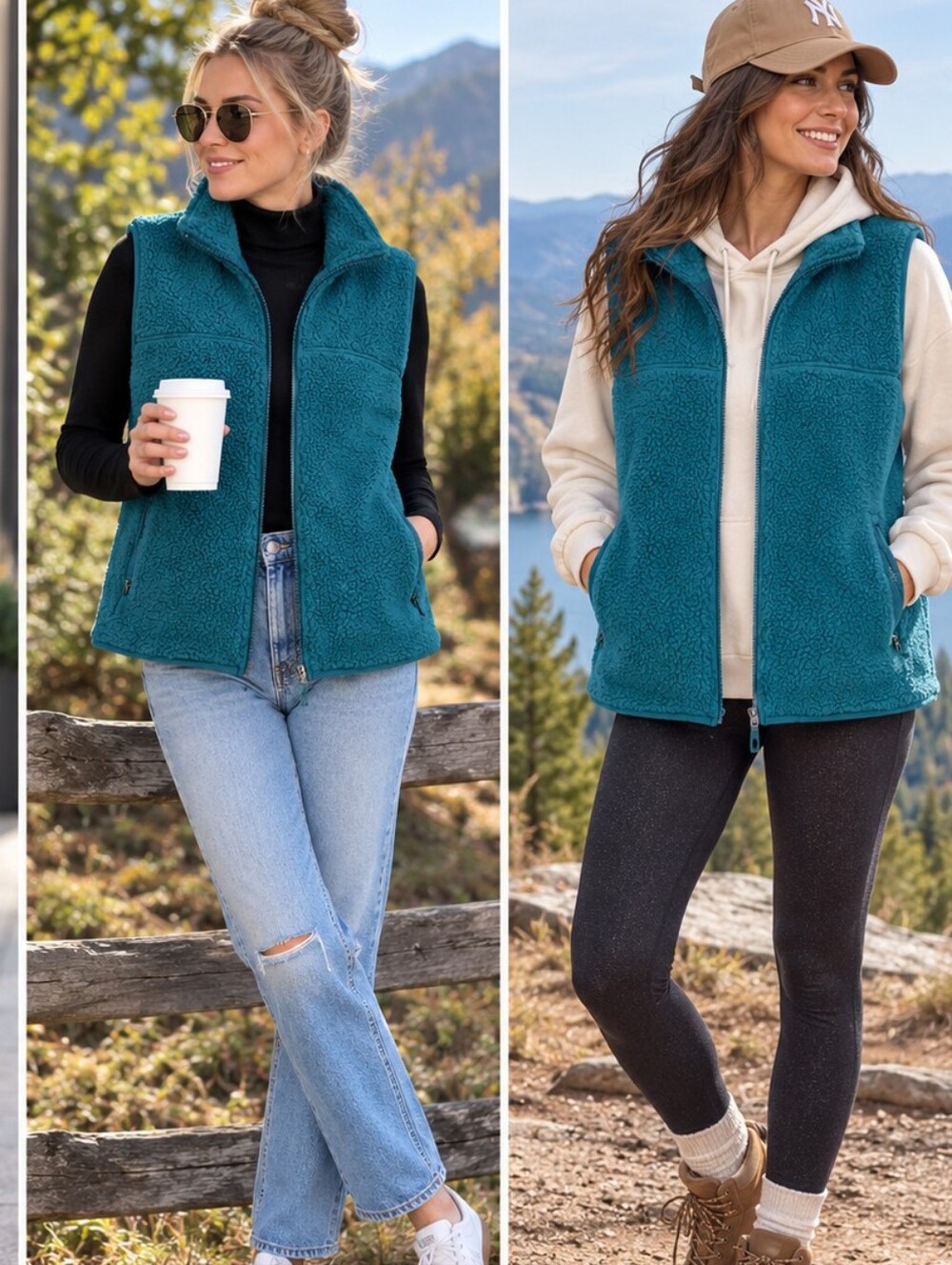 Eddie Bauer Teal Sherpa Teddy Vest *NEW*